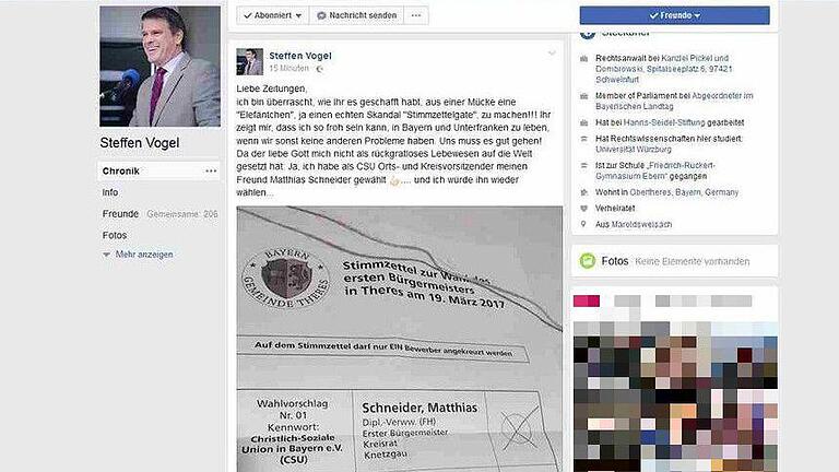 Screenshot der Facebook-Seite von Steffen Vogel. Screenshot der Facebook-Seite von Steffen Vogel.