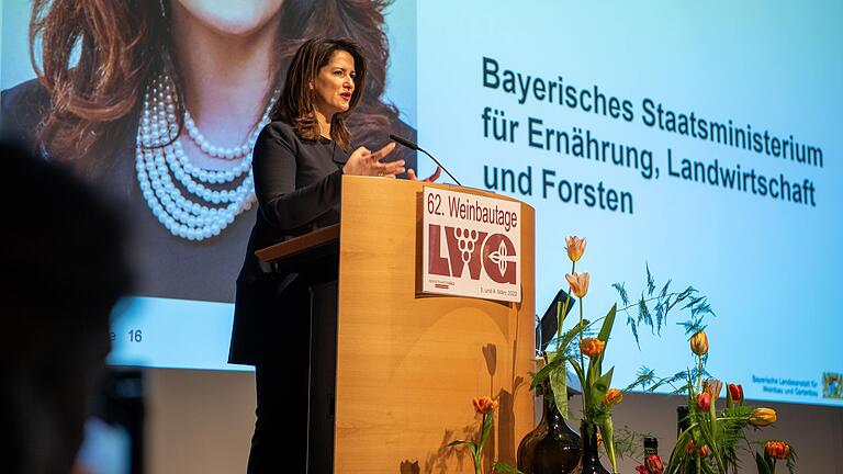 Bayerns Landwirtschaftsministerin Michaela Kaniber sprach am Mittwoch bei den Weinbautagen in Veitshöchheim. Bayerns Landwirtschaftsministerin Michaela Kaniber sprach am Mittwoch bei den Weinbautagen in Veitshöchheim.