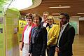 Bei der Ausstellungseröffnung &bdquo;Zisterziensische Klosterlandschaften in Mitteleuropa&ldquo; im Landratsamt Schweinfurt (von links): LAG-Vorsitzende Edeltraud Baumgartl, stellvertretende Landrätin Christine Bender, Regionalmanager Ulfert Frey und die beiden Schöpfer der Ausstellung Birgit Kastner und Thomas Büttner