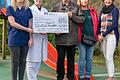 Auf dem Spielplatz der Missio Kinderklinik nahmen Elisa Sendelbach, Stationsleitung Station Tanzbär, und Chefärztin Prof. Dr. med. Christina Kohlhauser-Vollmuth den Spendenscheck von EVS-Schriftführer Karlheinz Jentzsch, Annegret Jentzsch und Vanessa Krückel entgegen.