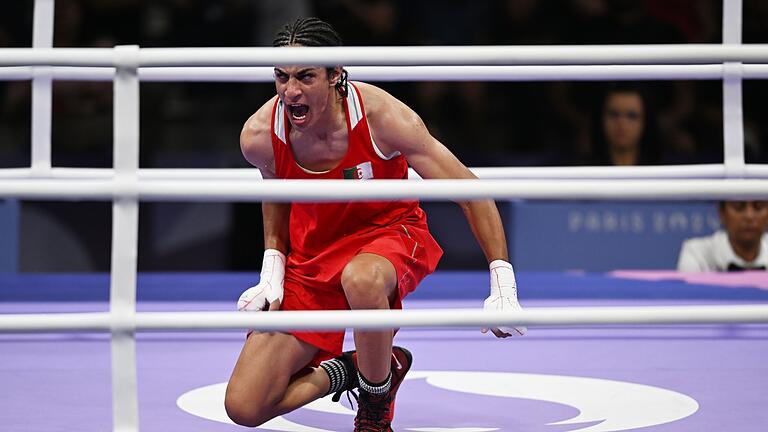 Paris 2024 - Boxen - Imane Khalif bejubelt ihren Sieg. Paris 2024 - Boxen - Imane Khalif bejubelt ihren Sieg.