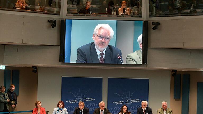 Wikileaks-Gründer Assange beim Europarat im Straßburg       -  Assange spricht erstmals öffentlich in Freiheit.