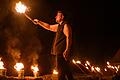 Das Ensemble Flammentanz zeigt am Samstag vor der Kulisse der Kirchenburg in Ostheim&nbsp; eine Feuershow. Die Veranstaltung 'Kirchenburg in Flammen' lockte am Samstag wieder zahlreiche Menschen in die Stadt. Bei dem Event rund um die historische Kirchenburg lässt die Stadt das Jahr mit einem Licht- und Feuerspektakel ausklingen. Um die 300 Fackeln verwandeln die größte Kirchenburg Deutschlands in ein Lichtermeer.