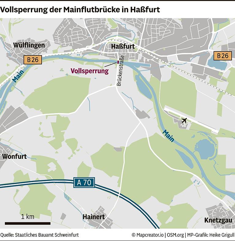 Schlechte Nachricht für Autofahrer: Haßfurter Mainflutbrücke bleibt länger gesperrt als geplant Schlechte Nachricht für Autofahrer: Haßfurter Mainflutbrücke bleibt länger gesperrt als geplant
