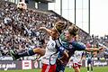 FC St. Pauli - Hamburger SV       -  Viel los am Millerntor beim Pokal-Derby 2023, das der HSV bei St. Pauli vor knapp 20.000 Fans 7:1 gewann.
