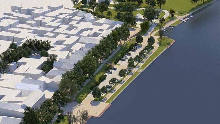 So könnte laut Planer das Mainufer bei den Parkplätzen künftig aussehen. Der Radweg verläuft zwischen Main und Parkplätzen, der Bereich Hafenplatz und Slipanlage werden großzügig ausgestaltet. Dort bekommt die Uferbefestigung Sitzstufen. So könnte laut Planer das Mainufer bei den Parkplätzen künftig aussehen. Der Radweg verläuft zwischen Main und Parkplätzen, der Bereich Hafenplatz und Slipanlage werden großzügig ausgestaltet. Dort bekommt die Uferbefestigung Sitzstufen.