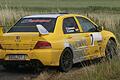 Sie hatten den besten Grip auf den Strecken rund um Sulzdorf: Die Gesamtsieger der 24. ADAC-Grabfeldrallye, Ron Schumann/Nanett Centner, in ihrem Mitsubishi EVO.