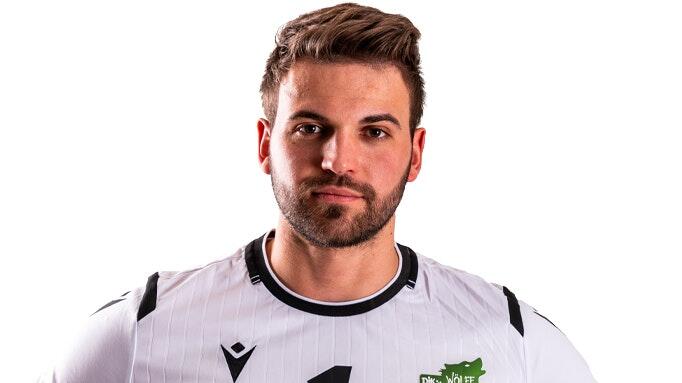 Überschrift (Textupload): keine AngabeHandball, 2. Bundesliga, Saison 2020/21, DJK Rimpar Wölfe, Torwart Marino Mallwitz Überschrift (Textupload): keine AngabeHandball, 2. Bundesliga, Saison 2020/21, DJK Rimpar Wölfe, Torwart Marino Mallwitz