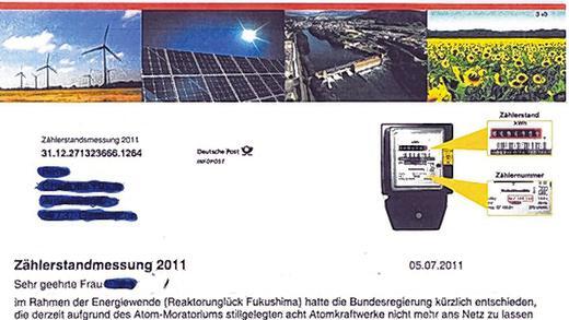 Besser in den Papierkorb: Seltsame Aufforderung zur Zählerstandmessung.