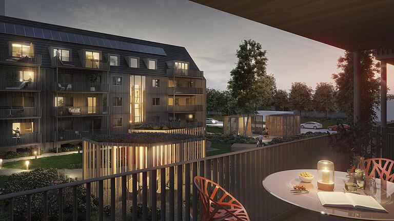 Schöne neue Wohnwelt: Blick von einem der Appartements auf den Innenhof und das Nachbargebäude.