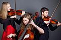 Das Palesotrio aus dem Matthias-Grünewaldgymnasium mit Paula Schlotter und Leonard Strömer (Violine) sowie&nbsp;Philomena Moritz (Violoncelloena) spielt bei der geistlichen Adventsmusik in St. Paul.