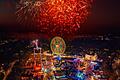 Spektakuläre Perspektive: Der Eröffnungsabend des Schweinfurter Volksfestes von einer Drohne fotografiert.