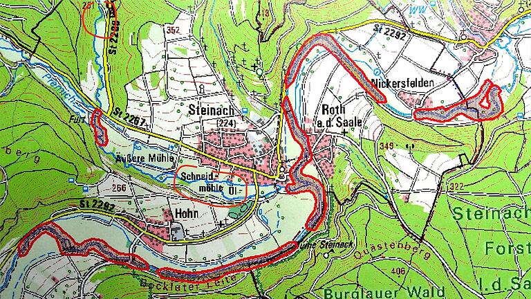 Die dokumentierten Biber-Reviere im Norden der Marktgemeinde Bad Bockle       -  Die dokumentierten Biber-Reviere im Norden der Marktgemeinde Bad Bockle