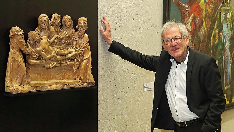 Kunstreferent Jürgen Lenssen mit einer bislang unbekannten Grablegung von 1510, die Tilman Riemenschneider und Werkstatt zugeschrieben wird.