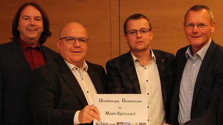 Die vier Kreisräte der Wählervereinigung 'UGM' (von links): Esselbachs Bürgermeister Richard Roos, Birkenfelds Bürgermeister Achim Müller, Marktheidenfelds Zweiter Bürgermeister Christian Menig und Marktheidenfelds Bürgermeister Thomas Stamm (hier ein Bildausschnitt).