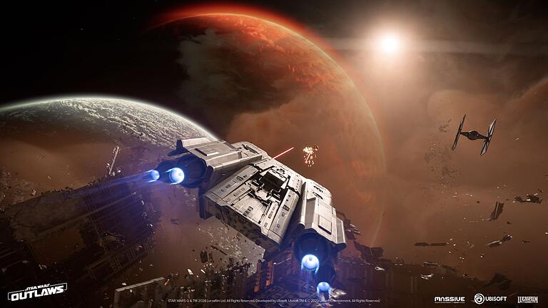 Screenshot vom Spiel &bdquo;Star Wars Outlaws&rdquo;       -  Schleichen, Ballern, Erkunden und Kämpfen im Weltraum: Das verspricht &bdquo;Star Wars Outlaws&rdquo;.