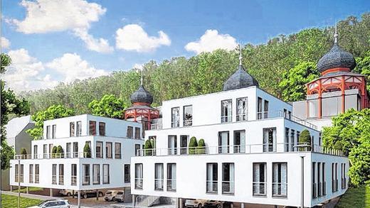Architekten-Vision: Wohnbebauung vor den historischen Pavillons des Volksgartens – so stellen sich die Investoren und der Planer die Zukunft des ehemaligen Biergartens im Steinbachtal vor. ILLUSTRATION: ARCHITEKTURBÜRO HAAS Architekten-Vision: Wohnbebauung vor den historischen Pavillons des Volksgartens – so stellen sich die Investoren und der Planer die Zukunft des ehemaligen Biergartens im Steinbachtal vor. ILLUSTRATION: ARCHITEKTURBÜRO HAAS