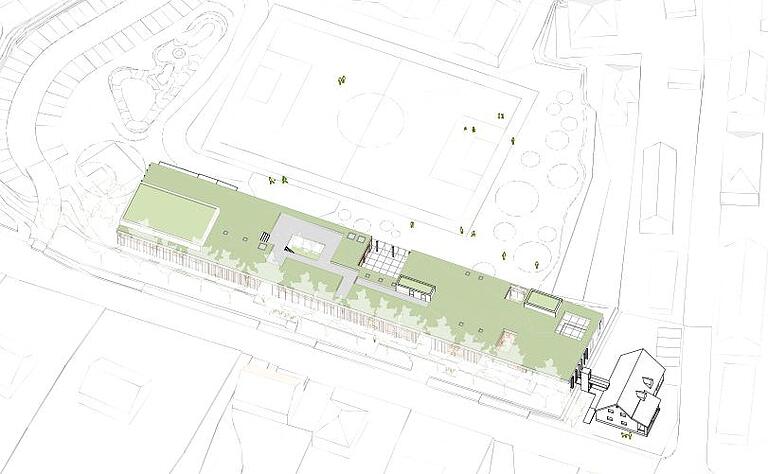 Die Planskizze zeigt das Haus für Jugend und Familie in Kitzingen. Das Bauvorhaben entlang der Jahnstraße soll Anfang 2022 starten.