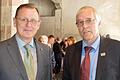 Nicht ganz zufrieden: Ideengeber Ulrich Großmann (rechts, mit dem Thüringischen Ministerpräsidenten Bodo Ramelow bei seinem Besuch im Juni) hätte sich im ersten Jahr mehr Besucher im Deutschen Burgenmuseum gewünscht.