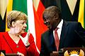 SAFRICA-GERMANY-DIPLOMACY       -  Bundeskanzlerin Angela Merkel (CDU) und Cyril Ramaphosa, Präsident von Südafrika, bei einer Pressekonferenz.