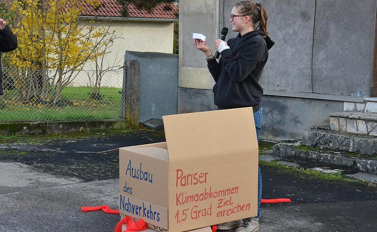 Der Inhalt des Pariser Klimaabkommens ist nur ein winziges kleines Paket, das nicht viel bewirkt - das war die Botschaft einer Demonstrantin, die an der Klimademo am Freitag in Haßfurt teilnahm.