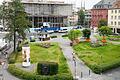 Der Kardinal-Faulhaber-Platz in der Würzburger Innenstadt soll umgestaltet werden. Das anliegende Mainfranken Theater (hinten) ist bereits im Umbau.
