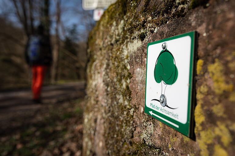 Pfad der Achtsamkeit in Stadtprozelten: Das Tourenlogo ist ein grüner Baum auf weißem Grund. Pfad der Achtsamkeit in Stadtprozelten: Das Tourenlogo ist ein grüner Baum auf weißem Grund.