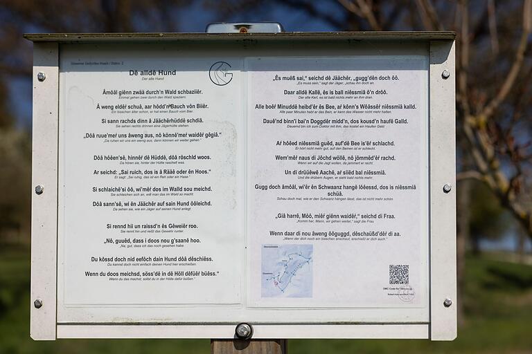 Der Gössemer Gedichtles Waach ist Robert Ammersbach gewidmet. An jeder Station steht eine Tafel mit einem ausgewählten Gedicht des 2020 verstorbenen Heimatdichters. Der Gössemer Gedichtles Waach ist Robert Ammersbach gewidmet. An jeder Station steht eine Tafel mit einem ausgewählten Gedicht des 2020 verstorbenen Heimatdichters.