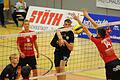 Im Hinspiel in der Saaletalhalle hielten die Hammelburg Volleys - hier (von links) Hannes Krochmann, Lukas Spachmann und Luca Dierks - phasenweise gut mit dem Favoriten aus Eltmann mit. Im Rückspiel geht es vor großer Kulisse in die Brose Arena in Bamberg. ssp       -  Im Hinspiel in der Saaletalhalle hielten die Hammelburg Volleys - hier (von links) Hannes Krochmann, Lukas Spachmann und Luca Dierks - phasenweise gut mit dem Favoriten aus Eltmann mit. Im Rückspiel geht es vor großer Kulisse in die Brose Arena in Bamberg. ssp