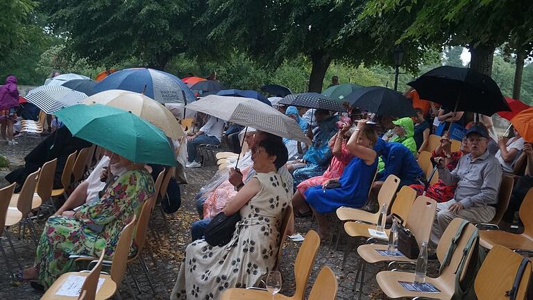 Die Zuschauer harrten trotz Regen auf ihren Plätzen aus, weil sie sich das Konzert nicht entgehen lassen wollten.