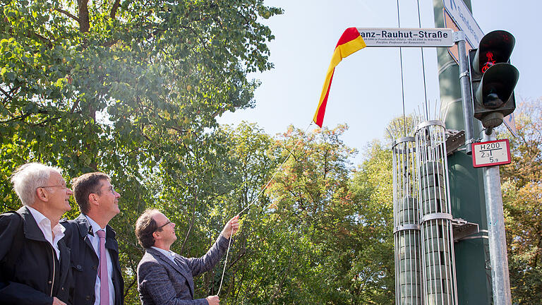 Franz Rauhut erhält Straße in der Sanderau/Würzburg am 10.09.2019.