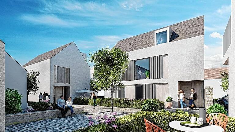 Drei moderne Ein- und Zweifamilienhäuser, um einen zentralen Platz gruppiert, schlägt das Schweinfurter Stadtplanungsbüro Schlicht Lamprecht Schröder für das abbruchreife Anwesen Taubergasse 4 im Röttinger Altort vor.