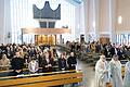 Jubiläumsgottesdienst zum 30-jährigen Bestehen der Caritas-Einrichtungen in der Kirche in Bad Bocklet (von links): Dekan Stefan Hartmann, Domkapitular Clemens Bieber, Pfarrer Velangini Thumma
