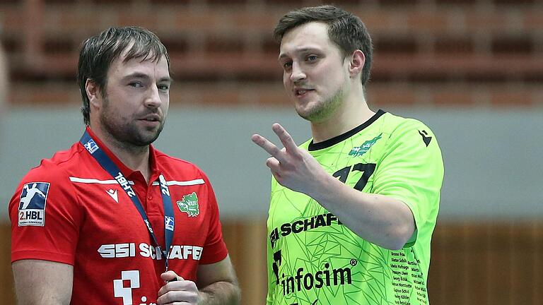 Wer holt die wichtigen zwei Punkte in der Zweiten Handball-Bundesliga am Samstag? Kapitän Patrick Schmidt (rechts) und die DJK Rimpar Wölfe oder sein ehemaliger Trainer Ceven Klatt mit seinem neuen Klub Die Eulen Ludwigshafen?