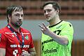 Wer holt die wichtigen zwei Punkte in der Zweiten Handball-Bundesliga am Samstag? Kapitän Patrick Schmidt (rechts) und die DJK Rimpar Wölfe oder sein ehemaliger Trainer Ceven Klatt mit seinem neuen Klub Die Eulen Ludwigshafen?