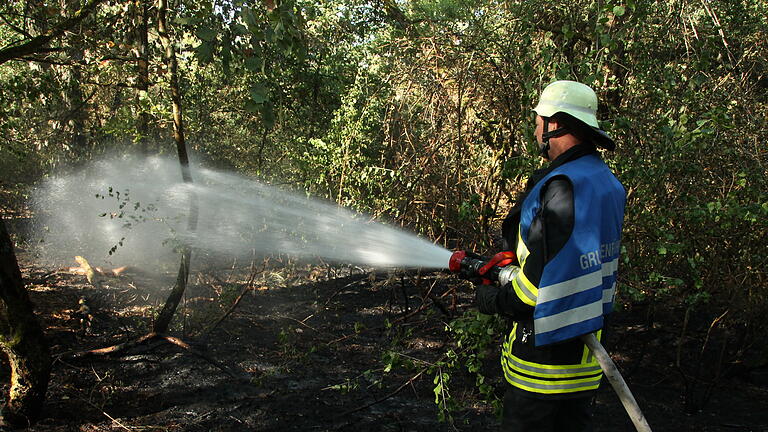 Am Montagmorgen brannten östlich von Steinfeld drei Hektar Waldfläche. Mit Hilfe von Hubschraubern und Landwirten bekamen die 84 eingesetzten Feuerwehrleute die Lage schließlich in den Griff.