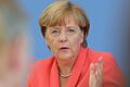 Bundeskanzlerin Angela Merkel (CDU) äußert sich im Jahr 2015 während der Bundespressekonferenz zu aktuellen Themen der Innen- und Außenpolitik. Unter anderem sagte sie den Satz 'Wir schaffen das' in Bezug auf die nach Deuschland einreisenden Flüchtlinge.