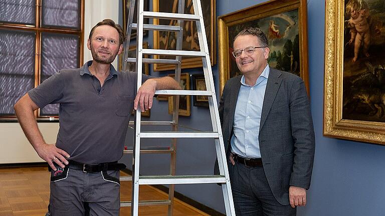 Wenige Tage vor der Wiederöffnung der Gemäldegalerie im Martin-von-Wagner-Museum in der Würzburger Residenz: Kuratur Markus Maier (links) und Museumsleiter Damian Dombrowski.