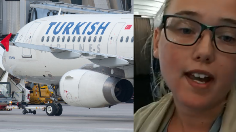 In einem Flugzeug der Turkish Airlines hatte eine schwedische Studentin einen Stehprotest initiiert.