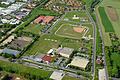 Auf dem Luftbild ist rechts die Heeresstraße zu sehen, die zukünftig Yorktown Village (oben im Bild) und das Kessler Field erschließt. Die Floridastraße wird dann zurückgebaut.