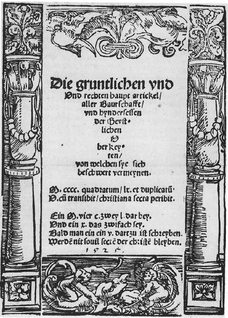 Die Zwölf Artikel - das Manifest der Aufständischen - erzielten mit Beschwerden und Reformvorschlägen eine mächtige Wirkung. Das Evangelium wurde Maßstab bäuerlicher Forderungen.