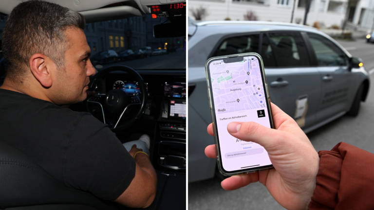 Collage Taxi Uber.png - In München gibt es seit Kurzem Festpreise für Taxis – wäre das auch ein Modell für Augsburg? Taxifahrer Ramazan Buhur wäre dafür, auch wegen der Konkurrenz durch den Fahrdienstleister Uber. Collage Taxi Uber.png - In München gibt es seit Kurzem Festpreise für Taxis – wäre das auch ein Modell für Augsburg? Taxifahrer Ramazan Buhur wäre dafür, auch wegen der Konkurrenz durch den Fahrdienstleister Uber.