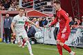 Loris Maier (rechts) und der TSV Aubstadt wollen sich gegen den FC Bayern München II am Mittwoch besser verkaufen als bei der jüngsten 0:5-Heimniederlage gegen den FC Augsburg II.