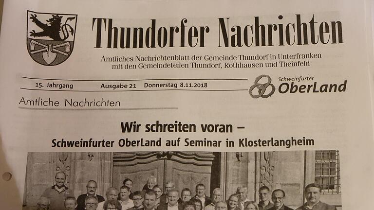 Der Druckauftrag für das  amtliche Nachrichtenblatt 'Thundorfer Nachrichten' läuft nur noch bis Jahresende       -  Der Druckauftrag für das  amtliche Nachrichtenblatt 'Thundorfer Nachrichten' läuft nur noch bis Jahresende