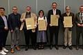 Die Verdienstmedaille der Stadt Marktheidenfeld erhielten (von links, mit Urkunden) Hermann Grollmann, Elisabeth Matschiner, Thomas Grön und Dr. Eric Martin&nbsp; aus Händen von (von links) Stadträtin Susanne Rinno, Stellvertretendem Bürgermeister Christian Menig&nbsp; und Bürgermeister Thomas Stamm.