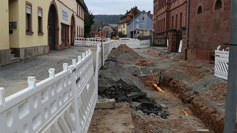 Der Stand der Baustelle in der Würzburger Straße in Marktheidenfeld.