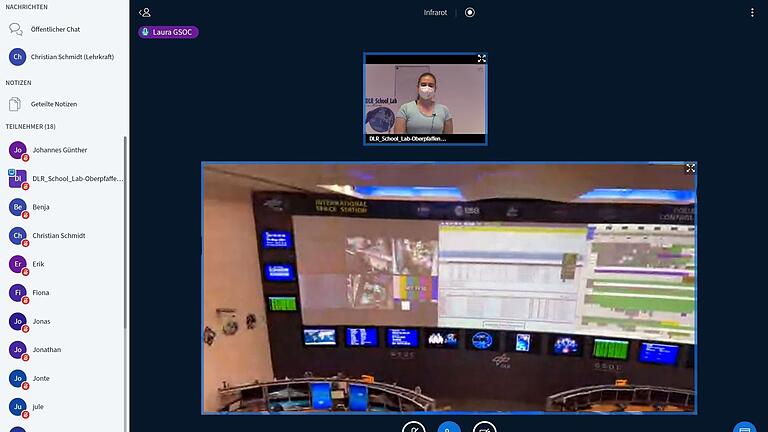 &nbsp;Ein Screenshot von der Veranstaltung mit dem&nbsp;deutschen Zentrum für Luft- und Raumfahrt (DLR) in Oberpfaffenhoffen.&nbsp;