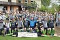 Der SV Burgwallbach/Leutershausen II ist Meister der B-Klasse Rhön 4: Cornelius Kirchner (hinten von links), Thomas Fleckenstein, Klaus Dömling mit Sohn Lenny (davor), Oliver Back, Jannis Vöth, Jakob Kirmse, Benedikt Floth, André Schäfer, Florian Balling, Angelo Rossi, Mario Mölter, Leon Link, Maximilian Kindlein, Marcel Freund, Marcel Mölter, Steffen Krisch, Jens Reinhardt und Jürgen Tripp (vorne von links), David Link, Hannes Schmitt, Kevin Freund, Matthias Dietz, Julian Ziegler, Daniel Freund, Marcel Vetters, Frank Fleckenstein sowie Stephan Mölter (liegend von links) und Dominik Full. Es fehlt: Trainer Michael Treibel.