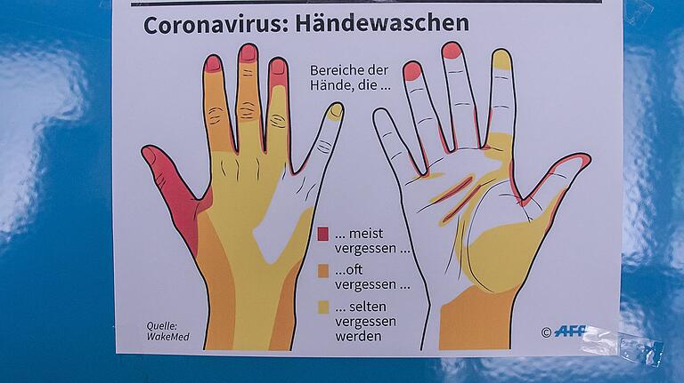 Aufforderungen zum Händewaschen hängen seit Auftreten des Coronavirus überall. Das sprunghaft gestiegene Hygiene-Bewusstsein der Bürger hat nach Darstellung unterfränkischer Apotheker den Nebeneffekt, dass weniger Erkältungskrankheiten aufgetreten sind.&nbsp;