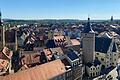 Blick vom Turm der evangelischen Stadtkirche auf die Altstadt von Kitzingen.